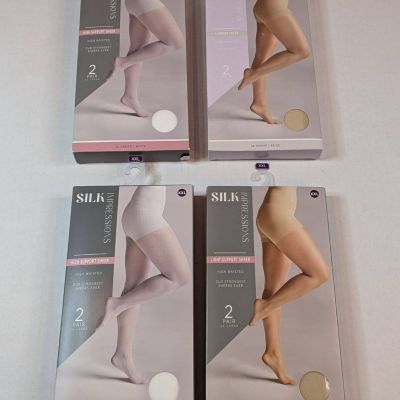 Silk Impressions Pantyhose XXL (8 pairs) New in Box Sheers Nylons Womens hose